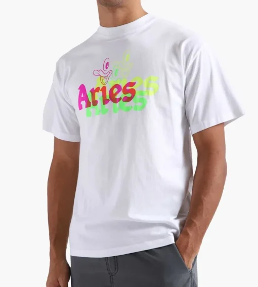Aries Trippy Aye Duck Tee White