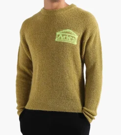 Aries Waffle Knit Jumper Khaki