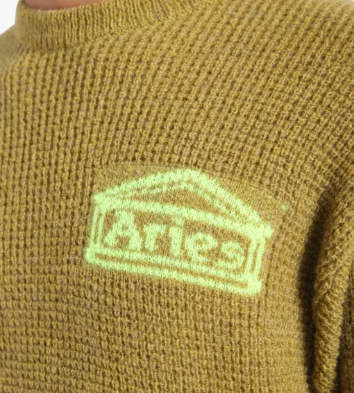 Aries Waffle Knit Jumper Khaki