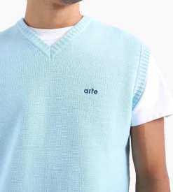 Arte Antwerp Karl Logo Knit Vest Light Blue