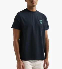 Arte Antwerp Taut Embroidery Heart Logo T-Shirt Navy