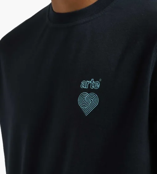 Arte Antwerp Taut Embroidery Heart Logo T-Shirt Navy
