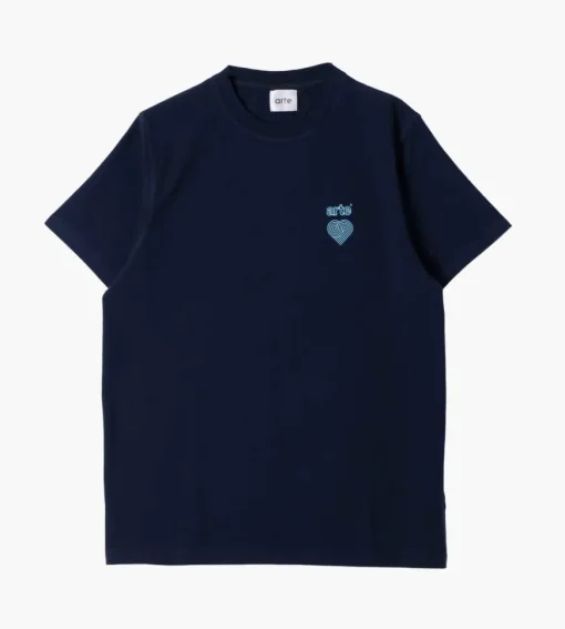 Arte Antwerp Taut Embroidery Heart Logo T-Shirt Navy