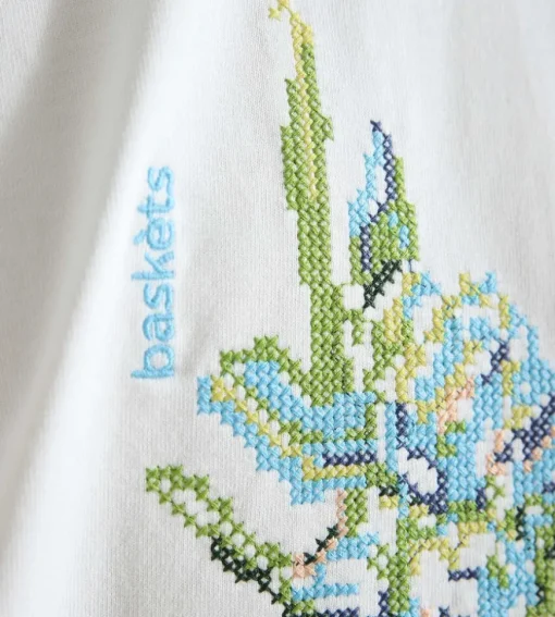 Baskets X Kemkes Grapes Flower Crossstitch Tee White
