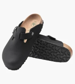 Birkenstock Boston Syn Desert Dust Black Veg Narrow