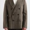 Bram's Fruit Double Breasted Suit Jacket Brown