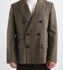Bram's Fruit Double Breasted Suit Jacket Brown