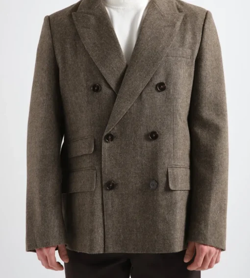 Bram's Fruit Double Breasted Suit Jacket Brown