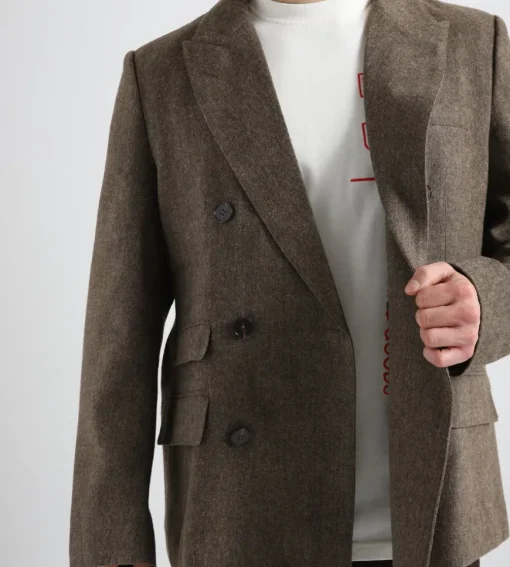 Bram's Fruit Double Breasted Suit Jacket Brown
