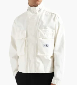 Calvin Klein Boxy Cropped Shacket Ancient White