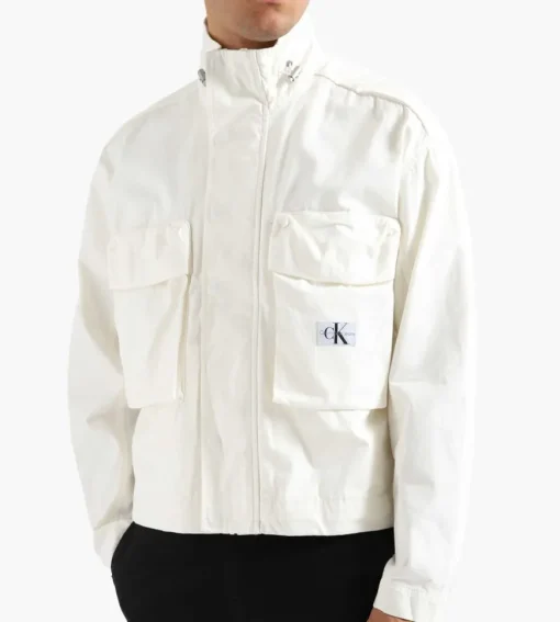 Calvin Klein Boxy Cropped Shacket Ancient White