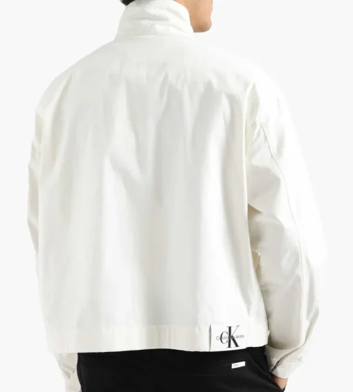Calvin Klein Boxy Cropped Shacket Ancient White