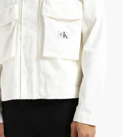 Calvin Klein Boxy Cropped Shacket Ancient White