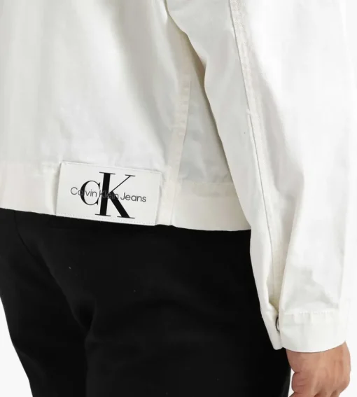 Calvin Klein Boxy Cropped Shacket Ancient White