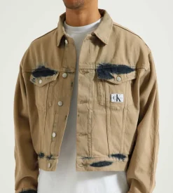 Calvin Klein Boxy Panel Denim Jacket Desert