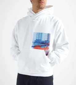 Calvin Klein Motion Floral Graphic Hoodie Bright White