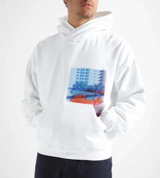 Calvin Klein Motion Floral Graphic Hoodie Bright White
