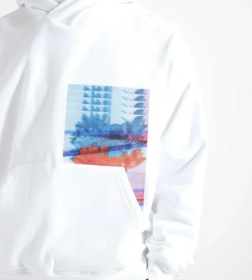 Calvin Klein Motion Floral Graphic Hoodie Bright White
