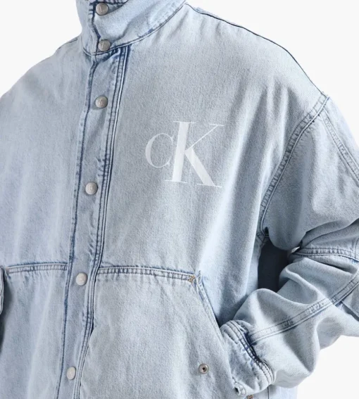 Calvin Klein Oversized Padded Denim Anorak Denim Light