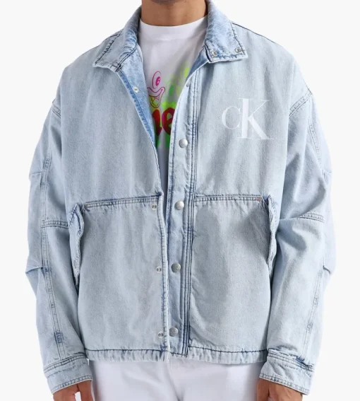 Calvin Klein Oversized Padded Denim Anorak Denim Light