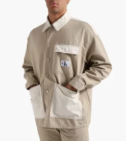Calvin Klein Oversized Utility Shirt Jacket Neutral Denim