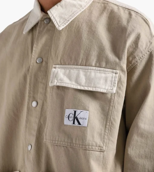 Calvin Klein Oversized Utility Shirt Jacket Neutral Denim