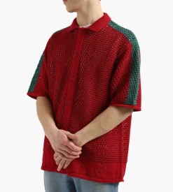 Daily Paper Petiri Ss Shirt Samba Red Bosphorus Green