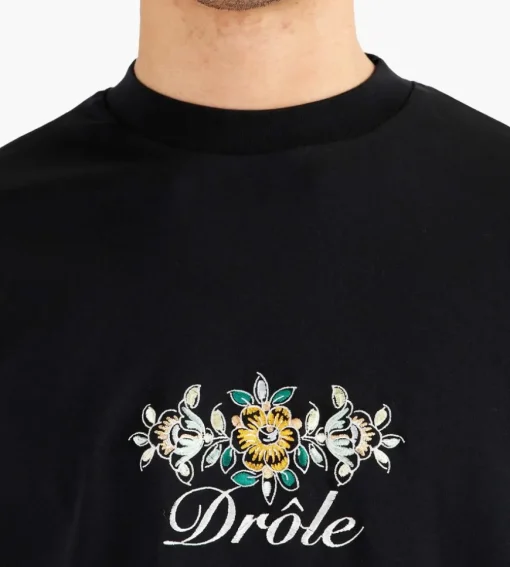 Drole Monsieur Le T-Shirt Drole Fleuri Black