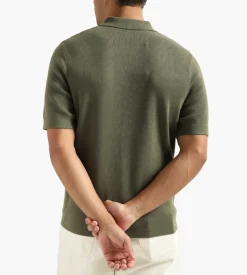 Fred Perry Button Through Knitted Shirt Uniform Green