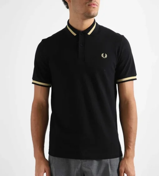 Fred Perry Single Tipped Fred Perry Shirt Black Champagne