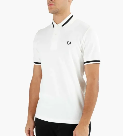 Fred Perry Single Tipped Fred Perry Shirt Snow White Black