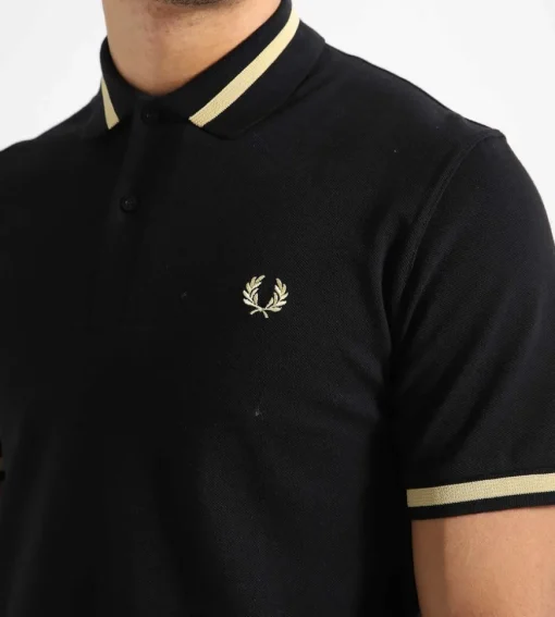 Fred Perry Single Tipped Fred Perry Shirt Black Champagne