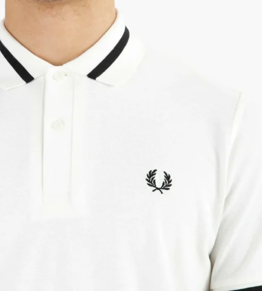 Fred Perry Single Tipped Fred Perry Shirt Snow White Black