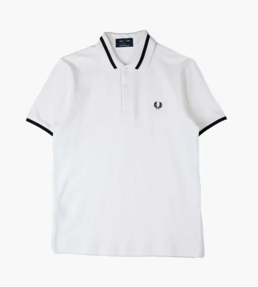 Fred Perry Single Tipped Fred Perry Shirt Snow White Black