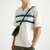 Fred Perry Striped Beach Shirt Ecru