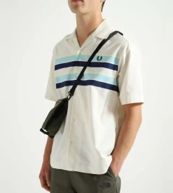 Fred Perry Striped Beach Shirt Ecru