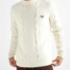Fred Perry Textured Cable Knit Jumper Ecru