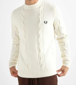 Fred Perry Textured Cable Knit Jumper Ecru
