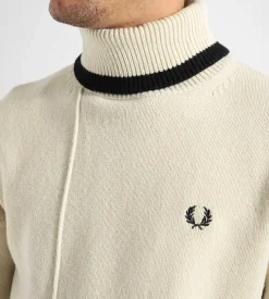 Fred Perry Tipped Roll Neck Jumper Oatmeal