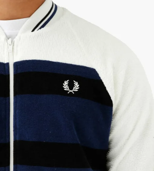 Fred Perry Towelling Bomber Jacket Snow White