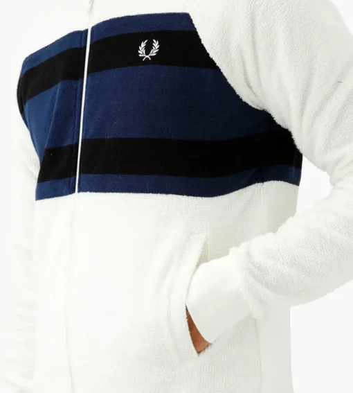 Fred Perry Towelling Bomber Jacket Snow White