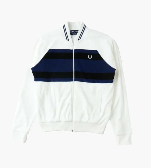 Fred Perry Towelling Bomber Jacket Snow White