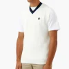 Fred Perry V-Neck Knitted Tank Top Ecru