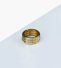 Golia Triple Band Signet Ring Gold
