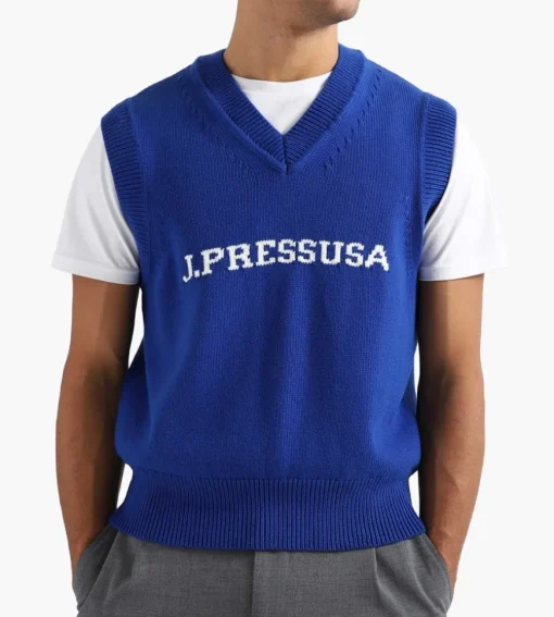 J.Press V Neck Vest Sweater Blue