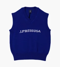 J.Press V Neck Vest Sweater Blue