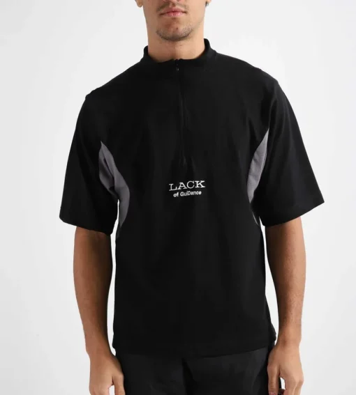 Lack Of Guidance Alessandro Mock Neck T-Shirt Black Dark Grey