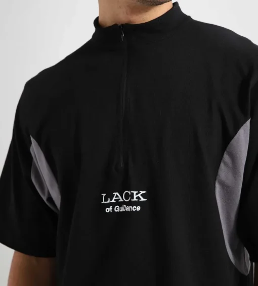 Lack Of Guidance Alessandro Mock Neck T-Shirt Black Dark Grey
