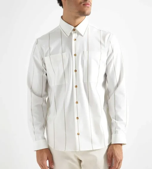 Libertine-Libertine Canyon Shirt White Khaki Stripes
