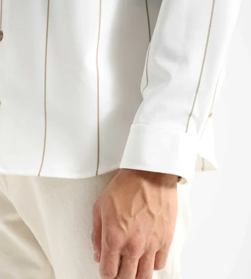 Libertine-Libertine Canyon Shirt White Khaki Stripes